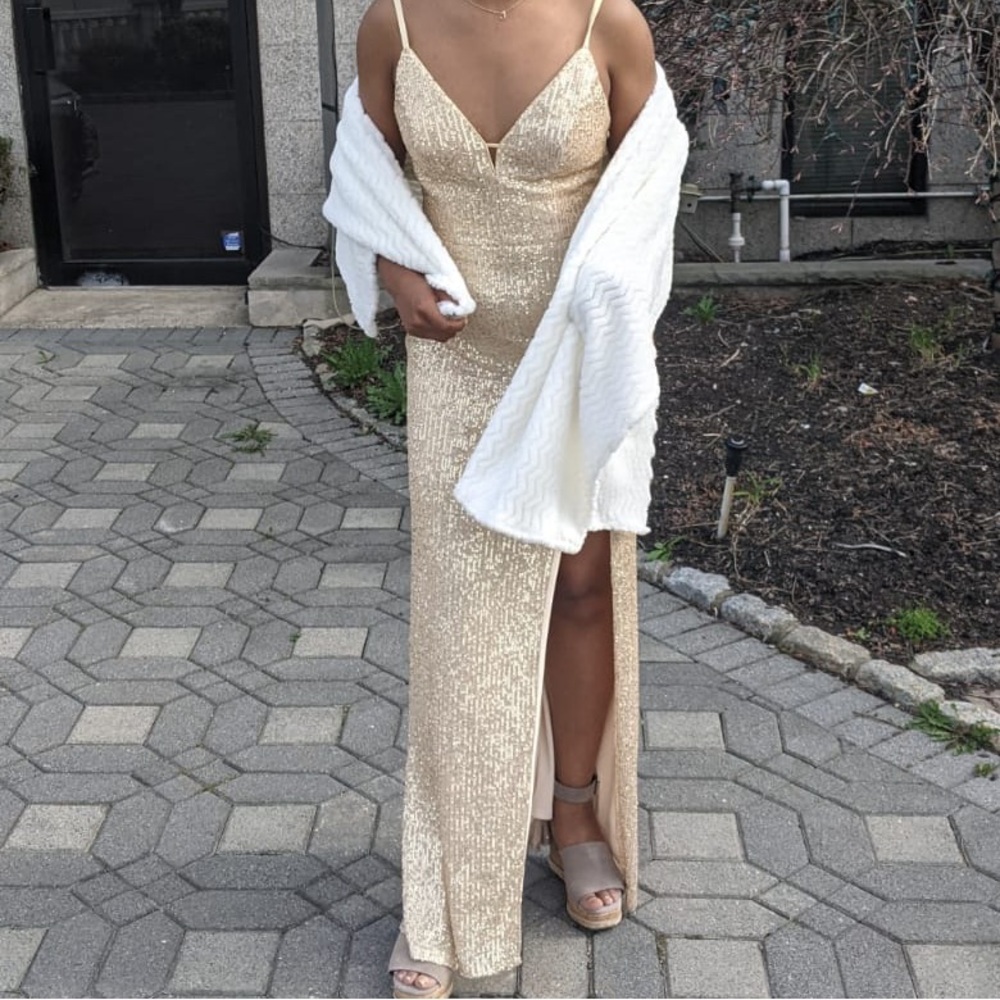 💫Gold Speechless Sequin Slit Dress with spaghetti straps, special event,…